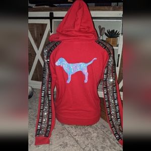 HTF VS PINK Mermaid and Silver Bling Full Zip Hoodie